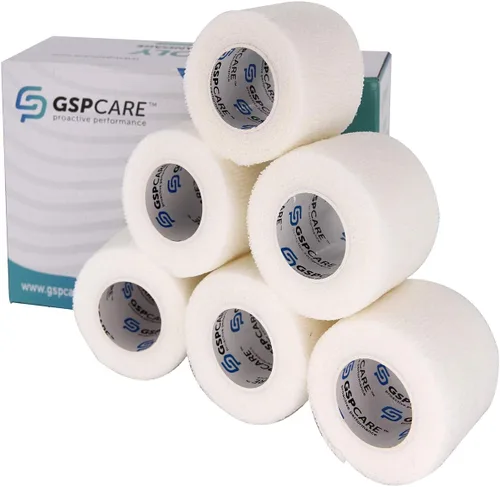 Vista 12 de Vendajes cohesivos autoadherentes, 6 unidades de 2 pulgadas x 5 yardas, cinta médica, rollos no tejidos adhesivos flexibles y transpirables