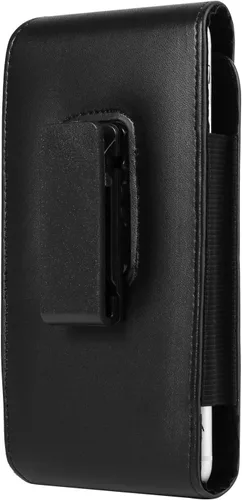 Vista 2 de Funda vertical negra para teléfono celular con clip para cinturón compatible con Apple iPhone 12 Pro Max Huawei P40 Pro Motorola G Fast E Edge+ LG