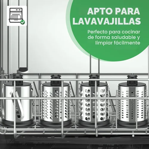 Vista 7 de Accesorio Rebanador Triturador de Acero Inoxidable para Batidora de Pie KitchenAid, Incluye Rallador de Queso, Polvo Molido, Rebanador Triturador