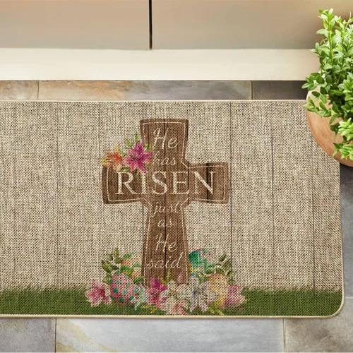 Vista 5 de GAGEC Tapete de puerta de Pascua con diseño de flores y huevos cruzados, decoración de cocina para piso, tapete delantero para interiores