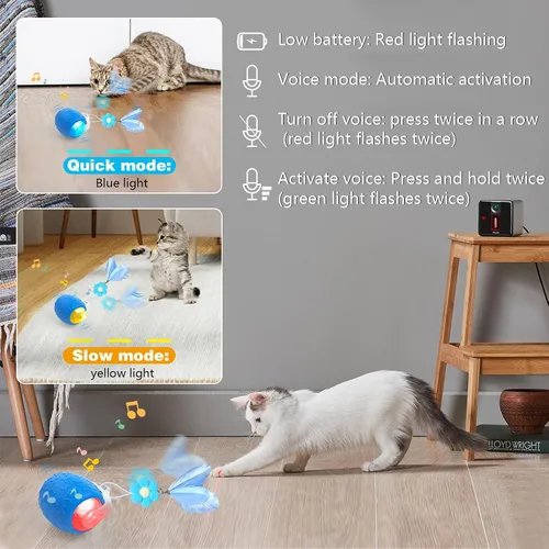 Vista 2 de Juguetes interactivos para gatos: bola móvil ágil con cola de malla elástica para gatos y gatitos