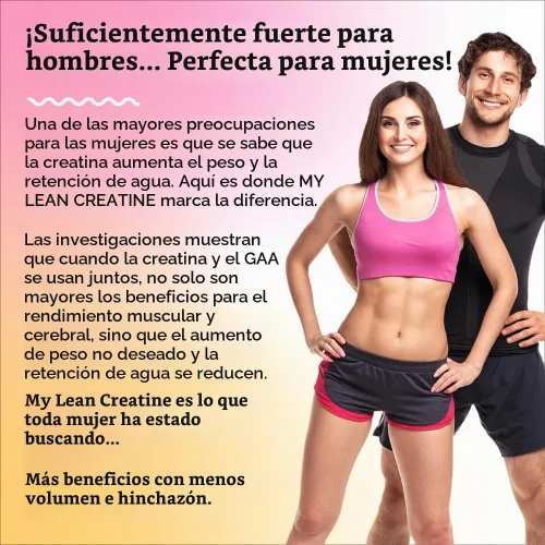 Vista 5 de Fit & Lean Creatina para mujeres, complejo de creatina en polvo My Lean con GAA, rendimiento muscular, función cognitiva y menos hinchazón