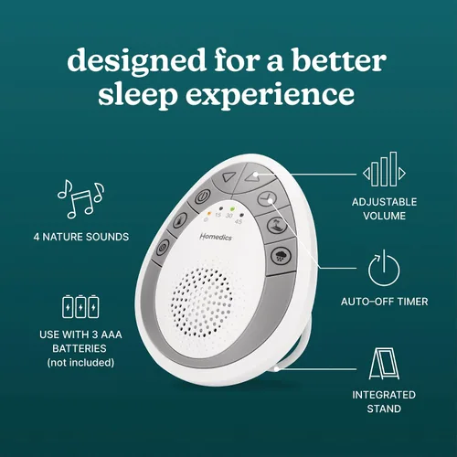 Vista 3 de Homedics Máquina de sonido de ruido blanco Terapia de sueño portátil para el hogar, oficina, bebé y viajes 4 Sonidos de naturaleza relajante