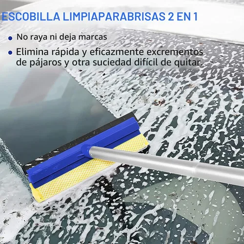 Vista 6 de Wontolf Cepillo de Lavado de Coche de 62'' con Mango Largo, Cerdas Suaves Sin Rayones Kit Resistente de Trapeador de Lavado de Coche, Kit Completo