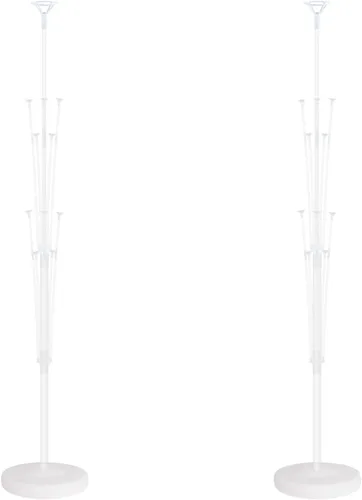 Vista 10 de HIINS - Juego de 2 columnas de globos de oro negro de 10 pulgadas con base y poste, decoración de fondo para fiesta