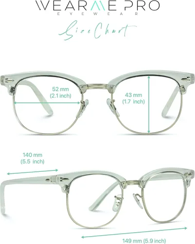 Vista 4 de Lentes transparentes lustrados con marco medio estilo clásico vintage