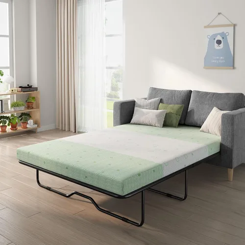 Vista 18 de Colchón para sofá cama de 4 pulgadas, repuesto de espuma viscoelástica de gel con funda de patrón geométrico transpirable lavable, soporte