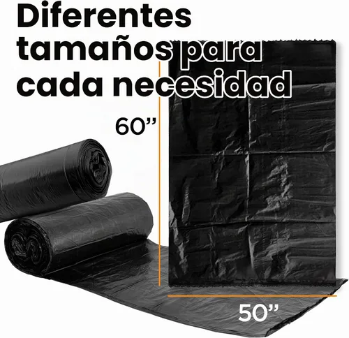 Vista 2 de Bolsas de basura de 65 galones para cubo, color negro, 50 bolsas por caja