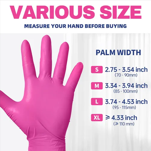 Vista 7 de Beastek Nitrile Disposable Exam Gloves, 4Mil 100Ct Powder-Free Latex-Free Food-Safe for Cooking Medical Esthetician, Hot Pink