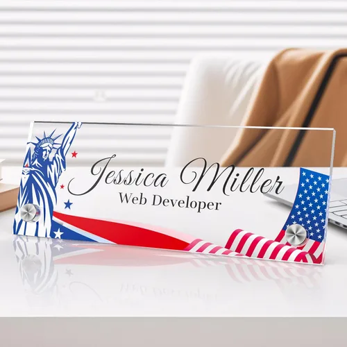 Vista 18 de Placa de identificación personalizada para escritorio, decoración de oficina de acrílico transparente con diseño de flores, decoraciones