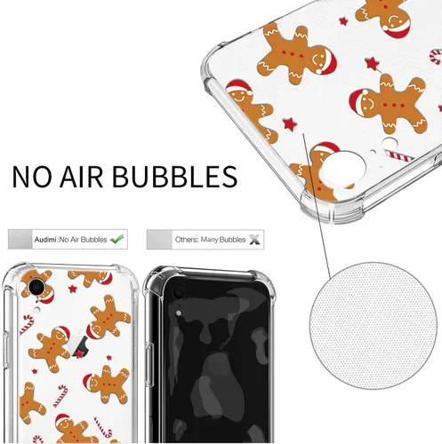 Vista 4 de Funda de Navidad para iPhone XR, diseño impreso de hombre de jengibre, transparente, suave, a prueba de golpes, funda protectora de TPU a prueba