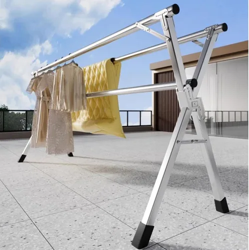 Vista 5 de Heavy Duty Stainless Steel Clothes Drying Rack, 160Cm Foldable & Retractable Laundry Stand with Wheels for Indoor/Outdoor Use – Space-Saving Garment