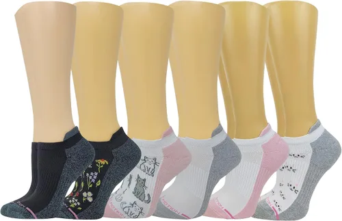 Vista 5 de Dr. Motion 6 pares de calcetines de compresión transpirables acolchados de corte bajo para mujer