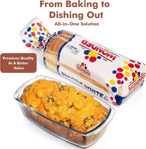 Vista 8 de Razab LARGE 7.6 Cups/1800 ML/1.9 Qt Glass Loaf Pan with Lids - Meatloaf Pan BPA free Airtight Lids Grip Handle Easy Carry, Microwave and Oven Safe