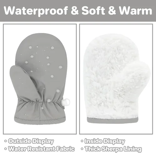 Vista 30 de QikQik Guantes de invierno impermeables para niños pequeños - Guantes de nieve para bebés