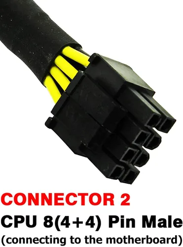 Vista 3 de CPU, 8 pines macho a CPU, 8 (4+4) pines macho EPS-12V, cable adaptador de alimentación para la fuente de alimentación modular EVGA