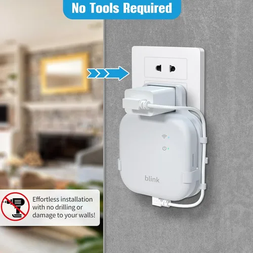 Vista 7 de Soporte de pared para toma de corriente para Blink Sync Module XR, cable corto ahorra espacio y soporte de montaje fácil de mover para sistema