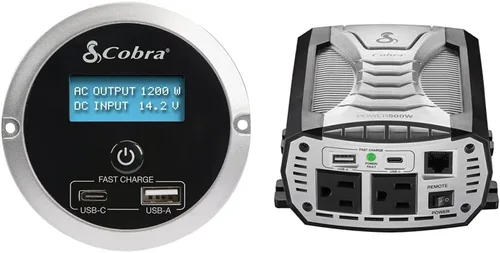 Vista 15 de Inversor de Potencia Cobra PURE SINE de 400W, Portátil – Cargador para Automóvil de 400 Vatios, 2 Enchufes de CA con Conexión a Tierra, 2 Puertos