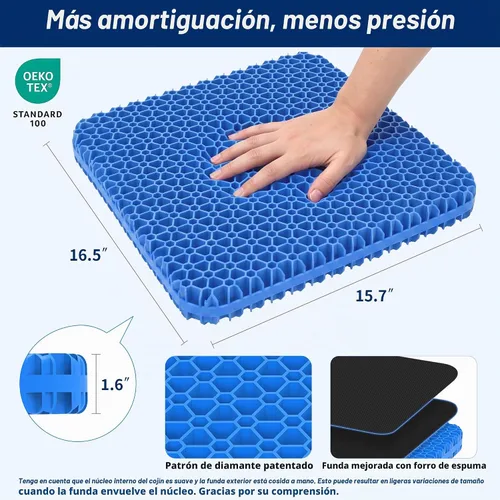Vista 2 de Gel Cooling Seat Cushion for Office Chair, Car Seat, Large