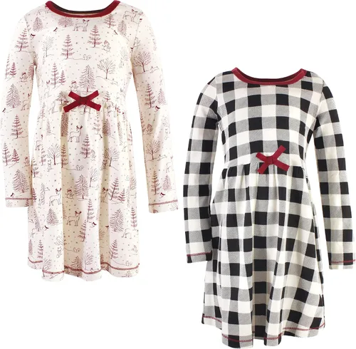 Vista 23 de Touched by Nature - Vestidos de manga corta y manga larga de algodón orgánico para niñas pequeñas, bebés y mujeres Manga larga con flores abstractas