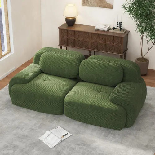 Vista 37 de Sofá moderno de pana en forma de nube de 116 pulgadas con otomana, sofás seccionales modulares grandes sin armazón en forma de L para sala de estar