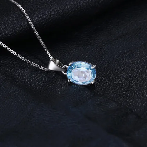 Vista 3 de JewelryPalace Juego de collar con colgante solitario de piedra preciosa natural, granate, peridoto amatista, citrino, topacio azul, piedra natal