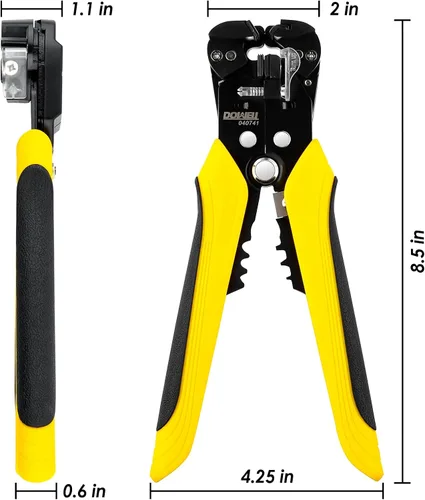 Vista 7 de DOWELL Pelacables automático 10-24 AWG, herramienta multifuncional 3 en 1 para pelar, cortar y engarzar, herramienta eléctrica duradera de alta
