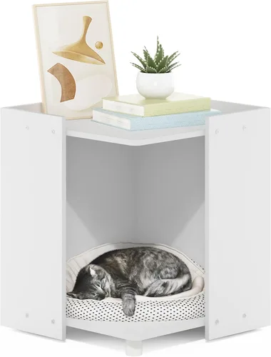 Vista 5 de Furinno Peli Mesa auxiliar multiusos con almacenamiento, color blanco sólido