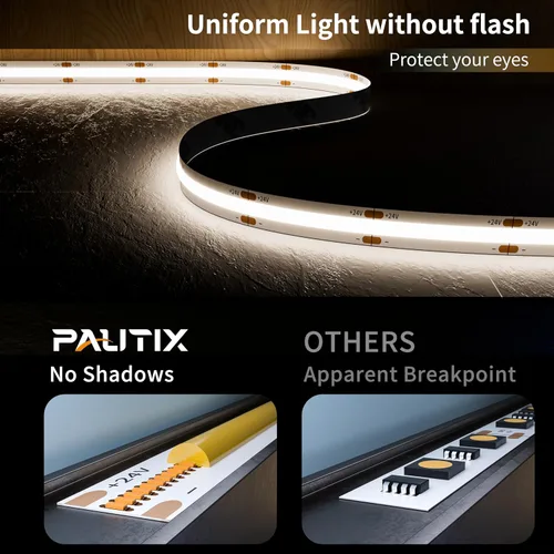 Vista 2 de PAUTIX Tira de luz LED de 24 V, color blanco frío, 5000 K, tira de luz LED COB de 20 pies/20.0 ft, luz LED flexible súper brillante para cocina