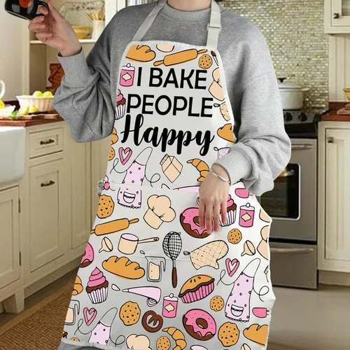 Vista 2 de G2TUP Regalo para hornear I Bake People Happy Delantal con bolsillos Cocina Pastelería Chef Regalo Amante Regalo para Panadero