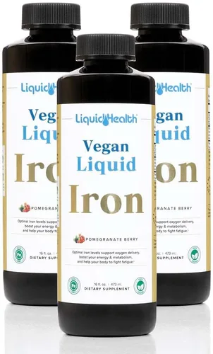 Vista 6 de LIQUIDHEALTH Suplemento vegano de hierro líquido con hierro SunActive y Ferrochel, energía natural, sistema inmunológico y apoyo metabólico, aumenta