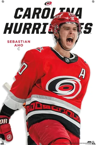 Vista 4 de Trends International NHL Carolina Hurricanes - Póster de pared Sebastian Aho Feature Series 23, 14.72 x 22.37 pulgadas, paquete de póster y pasador