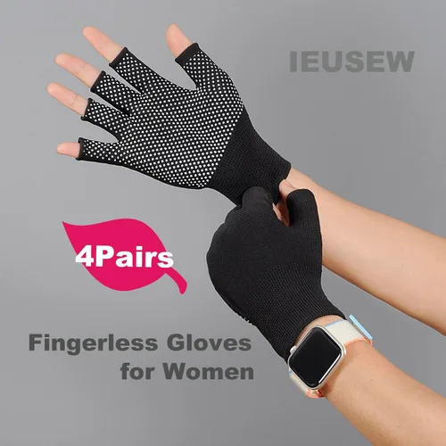 Vista 2 de Guantes de levantamiento de pesas para mujer, guantes de entrenamiento suaves y transpirables para yoga, remo y ciclismo, etc. 4 pares.