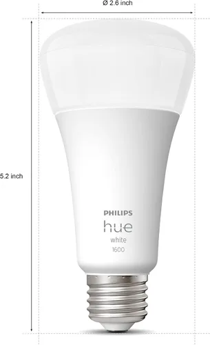 Vista 6 de [Usado] Philips Hue Bombilla LED inteligente A21 de 100 W, luz blanca cálida suave, 1 paquete, 160 lúmenes, E26, interior, control con aplicación