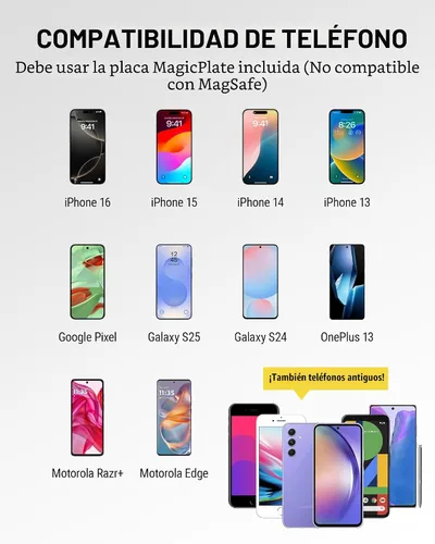 Vista 8 de Scosche MAGDM2 MagicMount - Soporte magnético de teléfono para salpicadero, cabezal magnético ajustable de 360°, soporte universal para teléfono