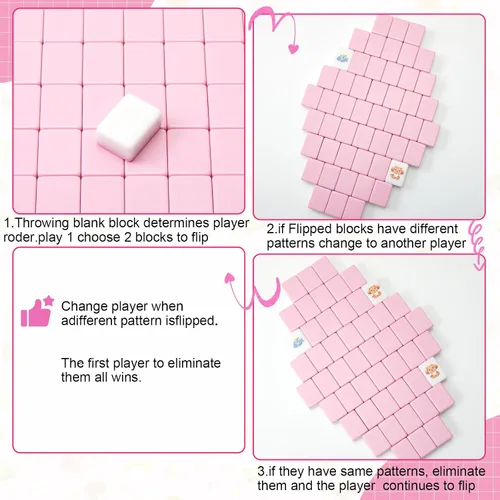 Vista 6 de Shinylin Pink - Juego de bloques Mahjong para 2 jugadores, regalo para Rosa