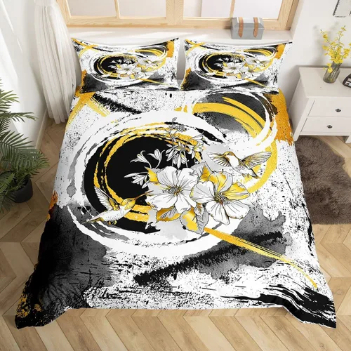 Vista 10 de Manfei Juego de funda de edredón abstracta tamaño individual, juego de ropa de cama geométrico moderno de 2 piezas para decoración de dormitorio