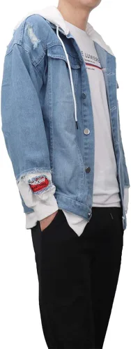 Vista 2 de NECHARI Chaqueta vaquera con capucha para cosplay