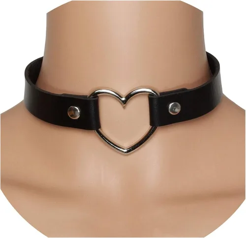 Vista 4 de Eigso Gargantilla de cuero punk para mujeres y hombres, collares góticos con remaches ajustables