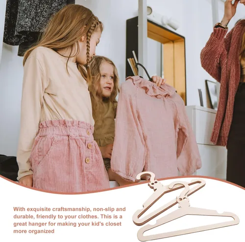 Vista 8 de SEWACC 5 perchas de madera de animales de dibujos animados para niños y niñas, organizador de armario premium para ropa de recién nacidos