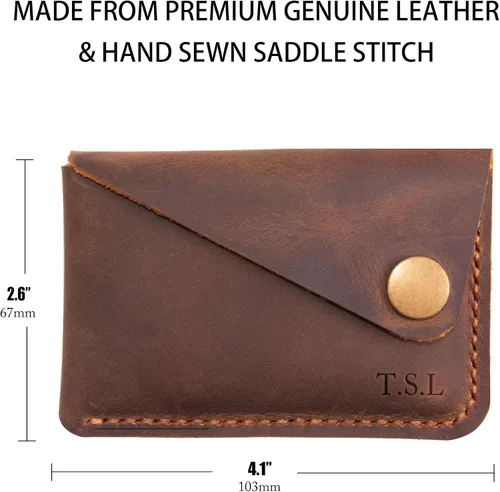 Vista 5 de Cartera de cuero personalizada, billetera delgada, billetera de cuero, billetera mínima, billetera de bolsillo frontal, tarjetero de crédito