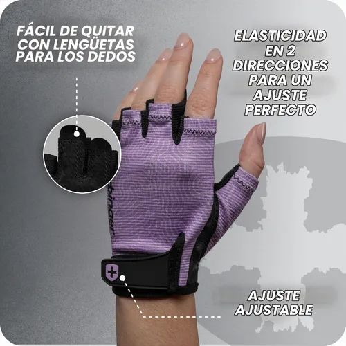 Vista 7 de Harbinger Power Gloves 3.0 - Guantes de levantamiento de pesas duraderos de medio dedo con cierre de muñeca ajustable, palma de cuero transpirable