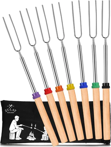 Vista 9 de Zulay - Varillas de malvavisco resistentes para hoguera extra largas – Kit de palos de olor para hoguera – Brochetas para asar malvaviscos – Tenedor