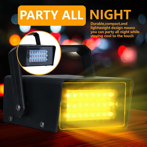 Vista 7 de ENUOLI Mini luz estroboscópica LED de color blanco con 24 LED superbrillantes, control de velocidad variable para clubes de Navidad, efecto de luz