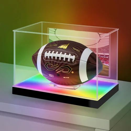 Vista 13 de LASOA Vitrina de béisbol con luz LED RGBW, caja de exhibición de acrílico para recuerdos, protección UV, a prueba de polvo para pelota autografiada