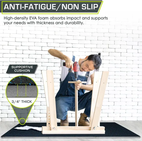 Vista 3 de ProsourceFit Alfombrilla de goma para rompecabezas de ejercicio de 3/4 pulgadas, 24 pies cuadrados, 6 azulejos, azulejos entrelazados de espuma EVA