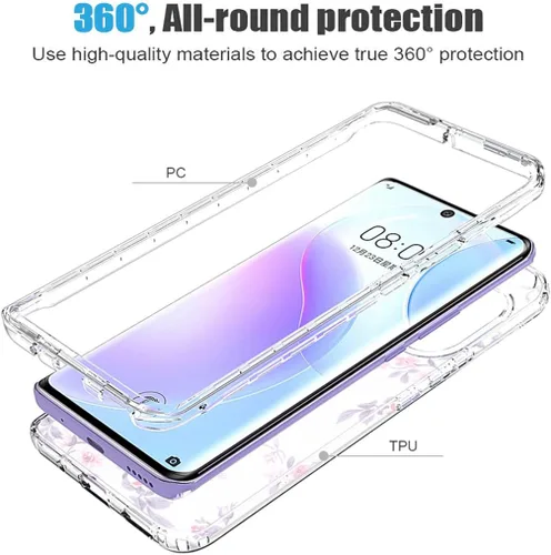 Vista 3 de Funda para Nova 8, ANG-L22B ANG-L21B con protector de pantalla de vidrio templado, suave 360 cuerpo completo, a prueba de golpes, híbrida