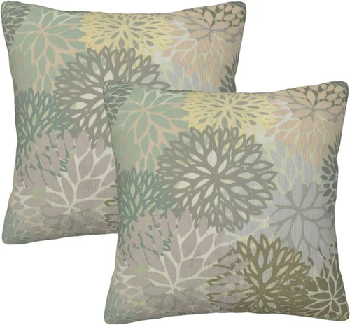 Vista 13 de Perinsto Juego de 2 fundas de almohada decorativas de flores de crisantemo azul, fundas de almohada suaves para sofá, cama, decoración del hogar, 16