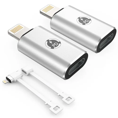 Vista 7 de TechMatte Adaptador USB C a Lightning, [paquete de 2] 27 W PD de carga rápida compatible con iPhone/iPad/iPod/AirPods, compatible con transferencia
