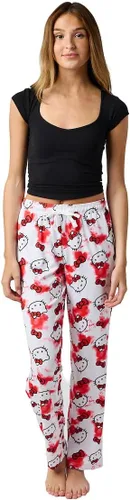 Vista 6 de Hello Kitty Anime Cartoon All Over Print Pantalones de pijama blancos para mujer
